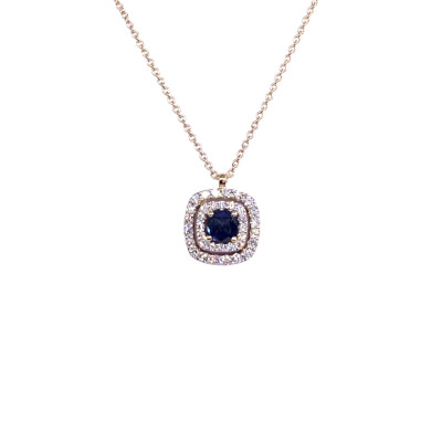 Collier en or jaune, saphir et diamants