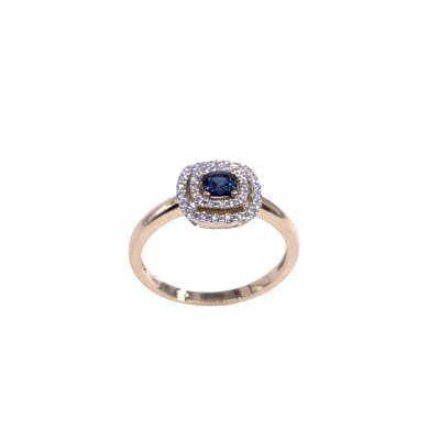 Bague en or jaune, saphir et diamants