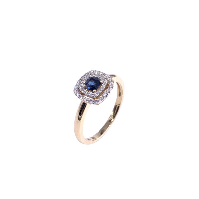 Bague en or jaune, saphir et diamants