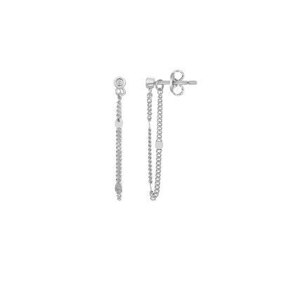 Boucles d'oreilles La Garçonne en argent et diamant