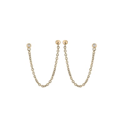 Boucles d'oreilles La Garçonne en plaqué or et diamants