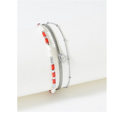 Bracelet Flowersforzoé en cuir et métal blanc