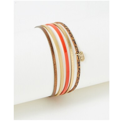 Bracelet FlowersforZoé en cuir et métal doré
