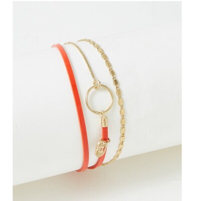 Bracelet Flowersforzoé en cuir et métal doré