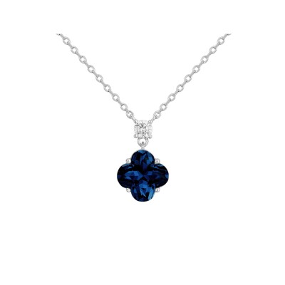 Collier Griffe Rouge en argent, oxyde de couleur bleue et oxydes de zirconium