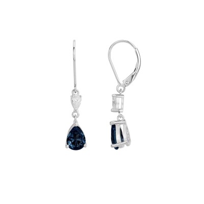 Boucles d'oreilles Griffe Rouge en argent, oxydes de couleur bleu et oxyde de zirconium