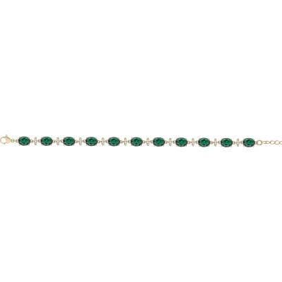 Bracelet Griffe Rouge en plaqué or, oxydes de couleur vert et oxydes de zirconium