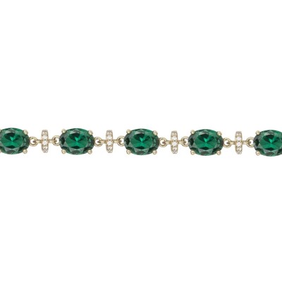Bracelet Griffe Rouge en plaqué or, oxydes de couleur vert et oxydes de zirconium