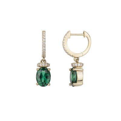 Boucles d'oreilles Griffe Rouge en plaqué or, oxyde de couleur vert et oxydes de zirconium