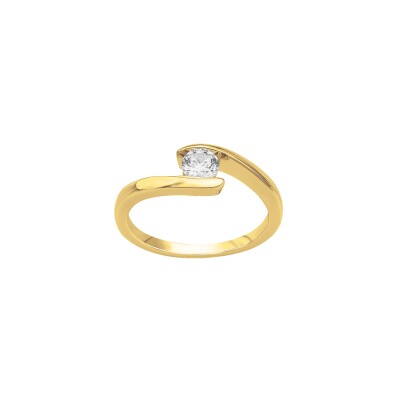Bague en plaqué or et oxyde de zirconium