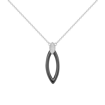 Collier en argent, céramique noire et oxydes de zirconium