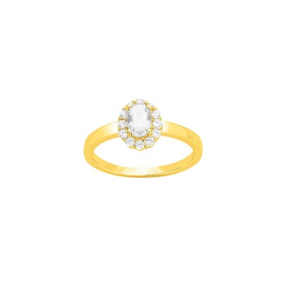 Bague en plaqué or et oxyde de zirconium