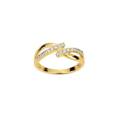 Bague en plaqué or et oxyde de zirconium