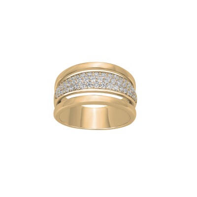Bague en plaqué or et oxydes de zirconium