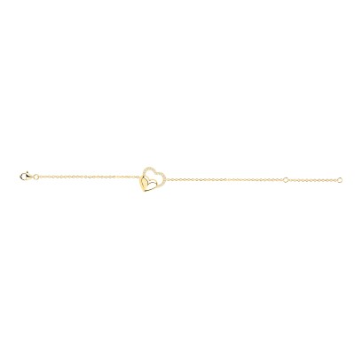 Bracelet en plaqué or et oxyde de zirconium, motif cœur