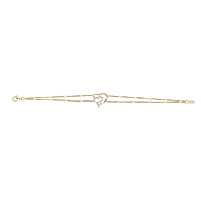 Bracelet en plaqué or et oxyde de zirconium, motif cœur
