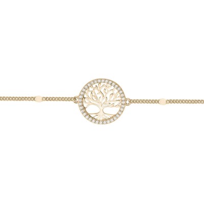 Bracelet en plaqué or et oxyde de zirconium, arbre de vie