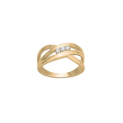 Bague en plaqué or et oxydes de zirconium