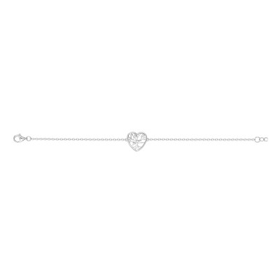 Bracelet en argent et oxyde de zirconium, motif cœur