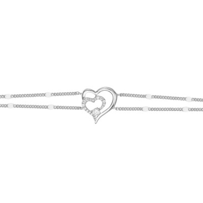 Bracelet en argent et oxyde de zirconium, motif cœur