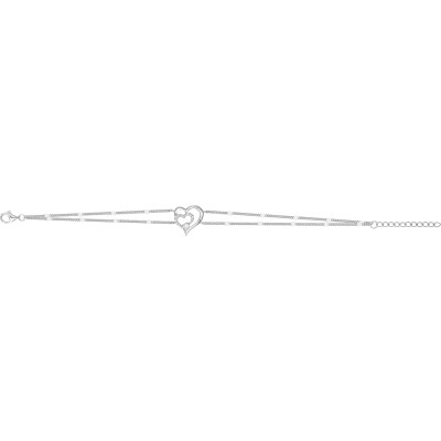 Bracelet en argent et oxyde de zirconium, motif cœur