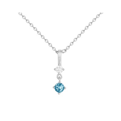 Collier en argent, oxydes de zirconium et oxydes de zirconium bleu clair