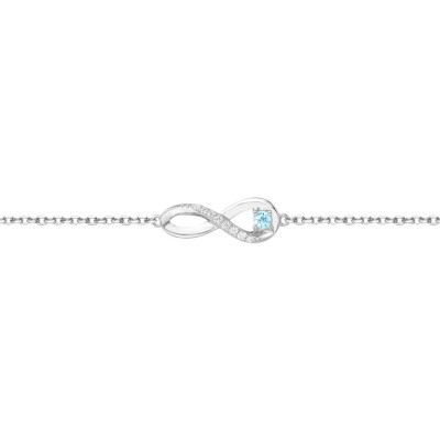 Bracelet en argent, spinelle synthétique bleu clair et oxydes de zirconium