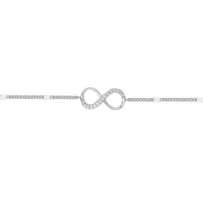 Bracelet en argent et oxydes de zirconium, motif infini