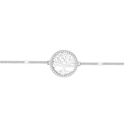 Bracelet en argent et oxydes de zirconium, motif arbre de vie