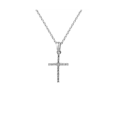 Collier en argent et diamant, motif croix