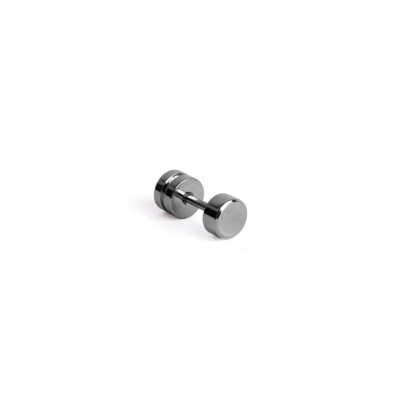 Boucle d'oreille seule en acier noirci, fermoir système vis