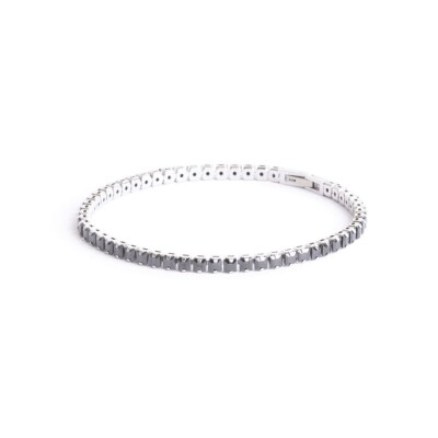 Bracelet en acier et oxydes de zirconium noirs