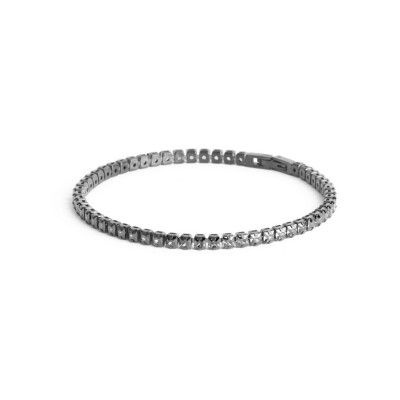 Bracelet en acier PVD noir et oxydes de zirconium noirs