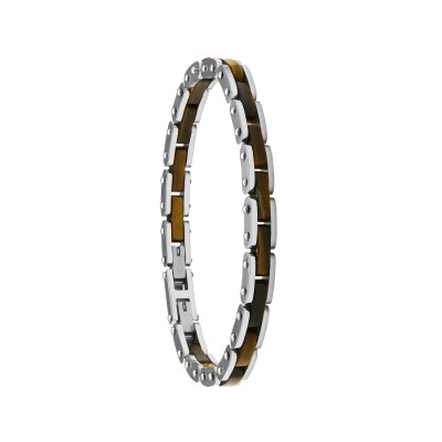 Bracelet en acier et oeil de tigre