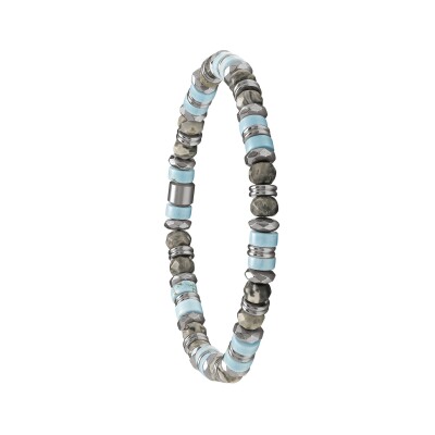 Bracelet en acier, jaspe, turquoise et hématite