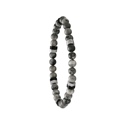 Bracelet en acier et jaspe grise