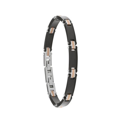 Bracelet en acier PVD noir et acier bicolore