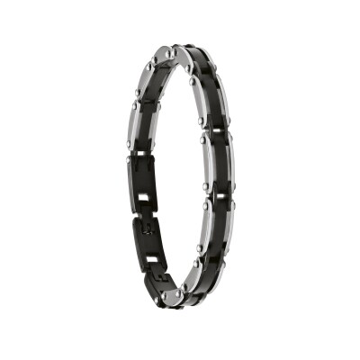 Bracelet en acier bicolore noir