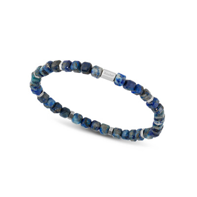 Bracelet en acier et lapis lazuli