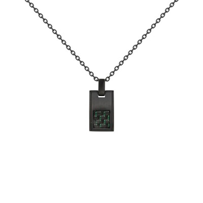 Collier en acier noirci et insert carbone fil vert