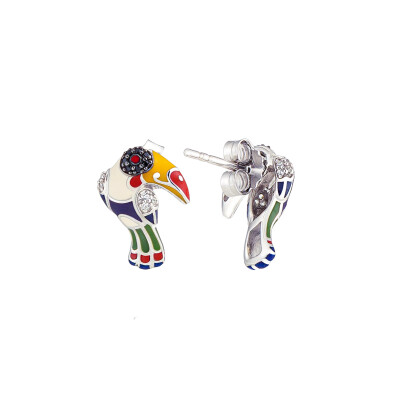 Boucles d'oreilles Una Storia en argent laqué et oxydes de zirconium