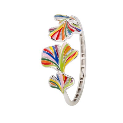 Bracelet jonc Una Storia en argent laqué et oxydes de zirconium