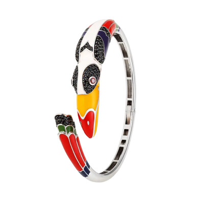 Bracelet jonc Una Storia en argent laqué et oxydes de zirconium