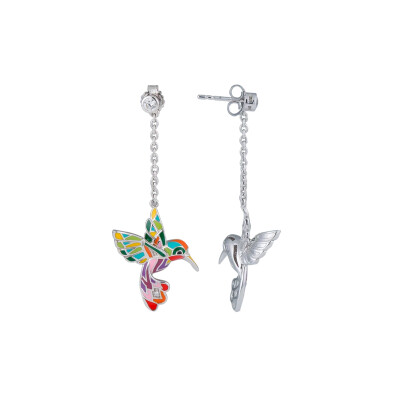 Boucles d'oreilles Una Storia en argent laqué et oxydes de zirconium