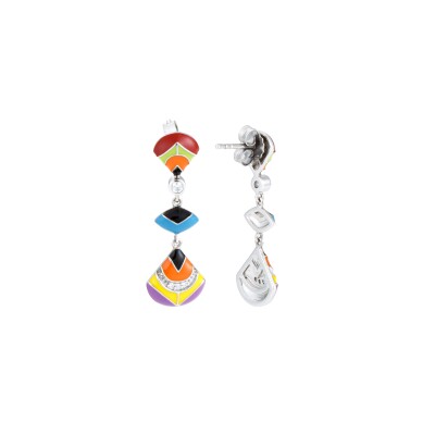 Boucles d'oreilles Una Storia en argent laqué et oxydes de zirconium