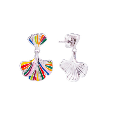 Boucles d'oreilles Una Storia en argent laqué et oxydes de zirconium