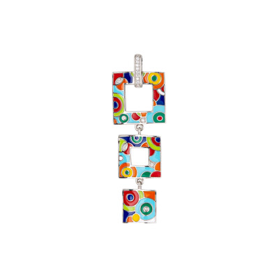 Pendentif Una Storia en argent laqué et oxydes de zirconium