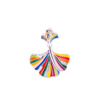 Pendentif Una Storia en argent laqué et oxydes de zirconium