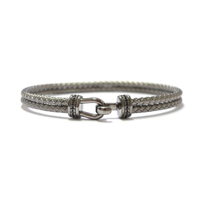 Bracelet en argent noirci et oxydes de zirconium noirs