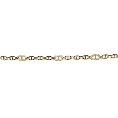 Bracelet en argent plaqué or jaune et oxydes de zirconium